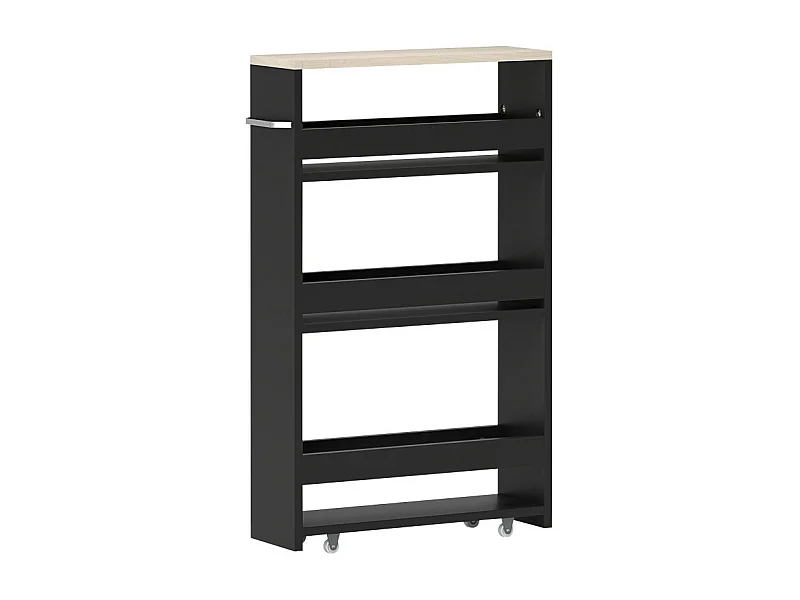 Meuble de salle de bain à roulettes LINDA Aspect bois et noir