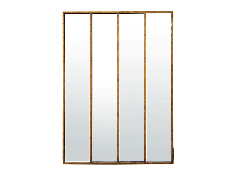 Miroir fenêtre 4 bandes métal doré 120x160cm