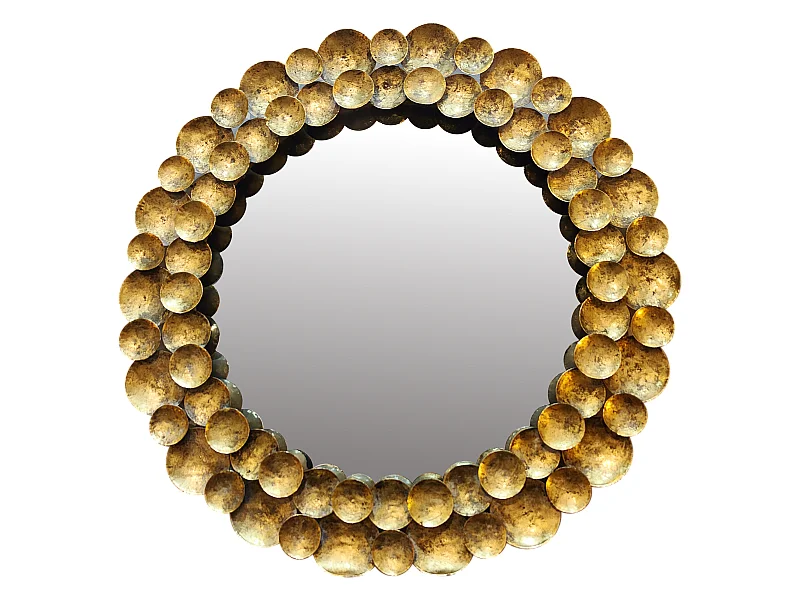 Miroir rond design métal doré 80cm