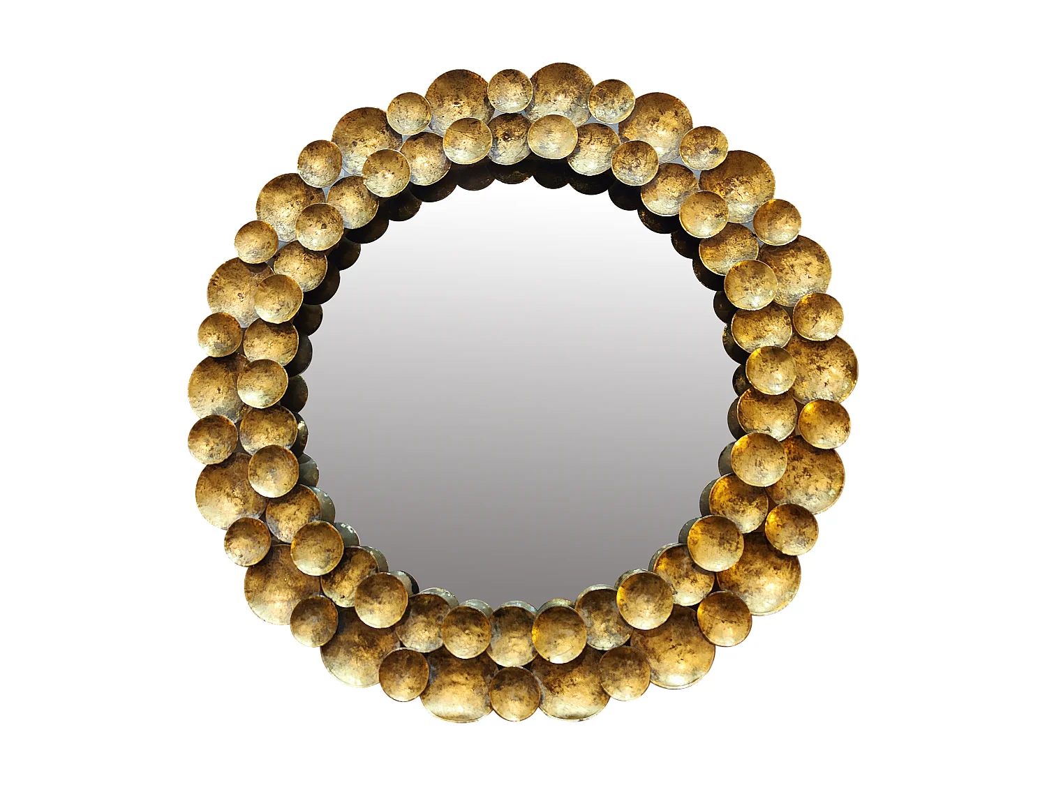 Miroir rond design métal doré 80cm