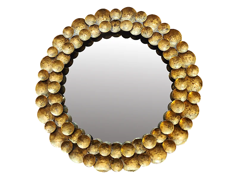 Miroir rond design métal doré 80cm