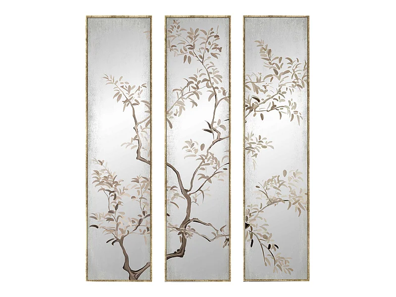 Miroir triptyque imprimé arbre 30x120cm