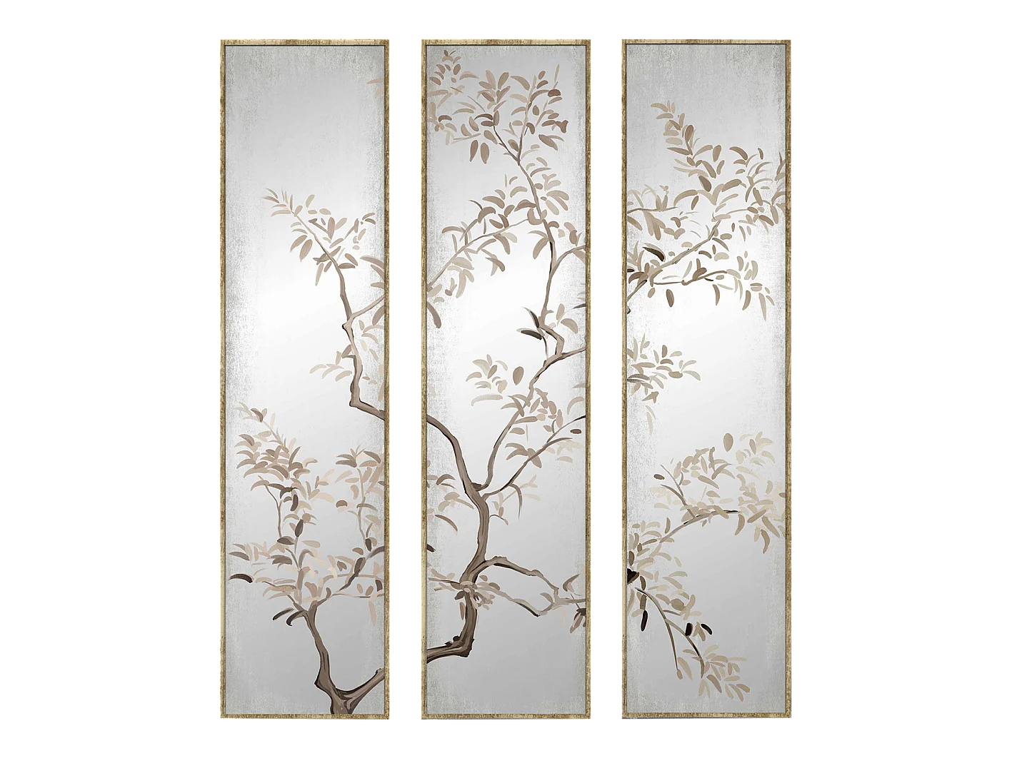 Miroir triptyque imprimé arbre 30x120cm