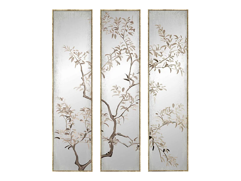 Miroir triptyque imprimé arbre 30x120cm