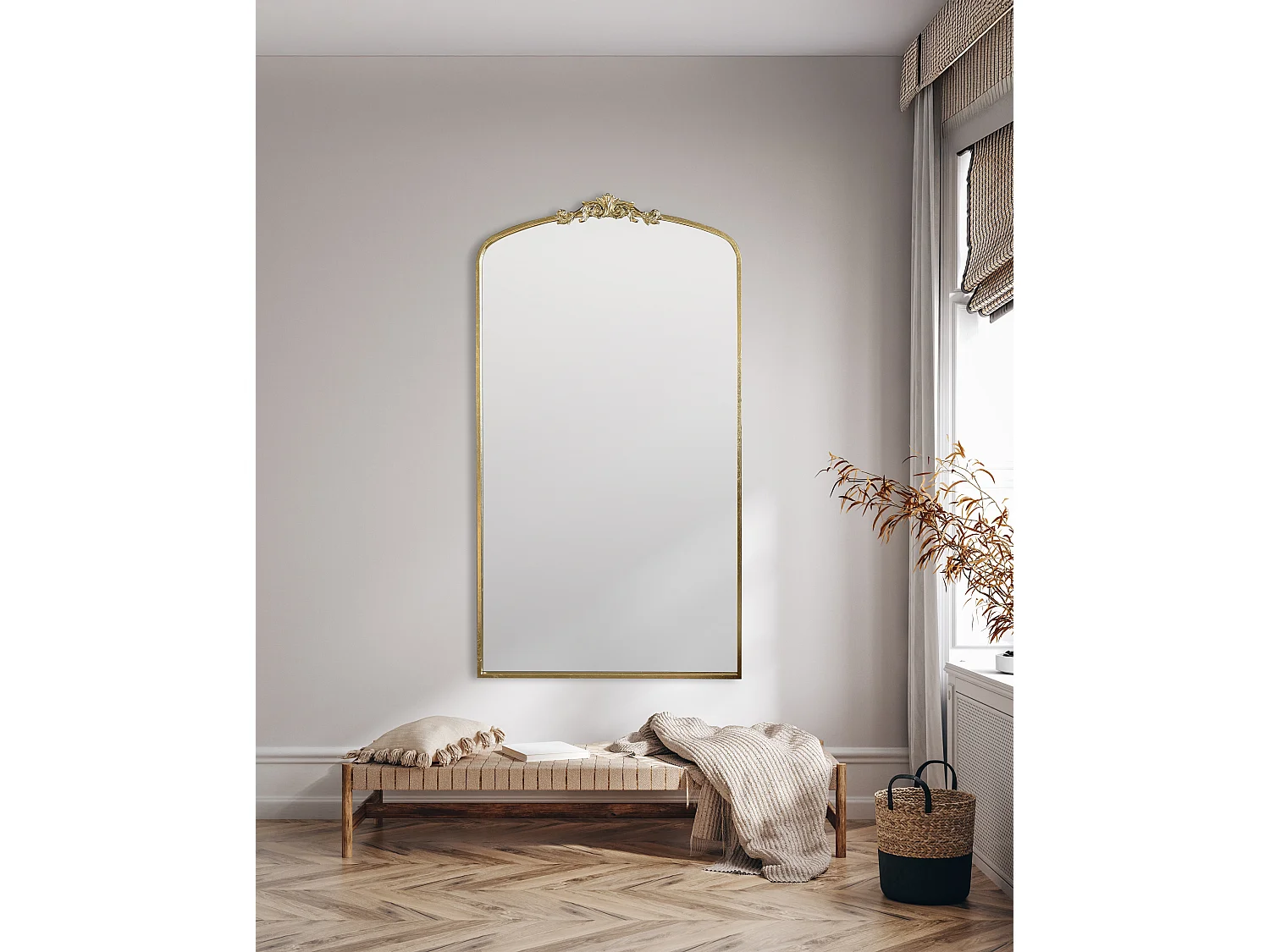 Miroir fronton métal doré 90x160cm