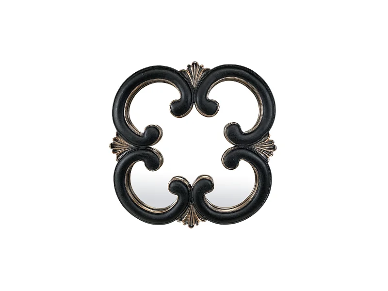Miroir arabesque noir et doré 26x26cm