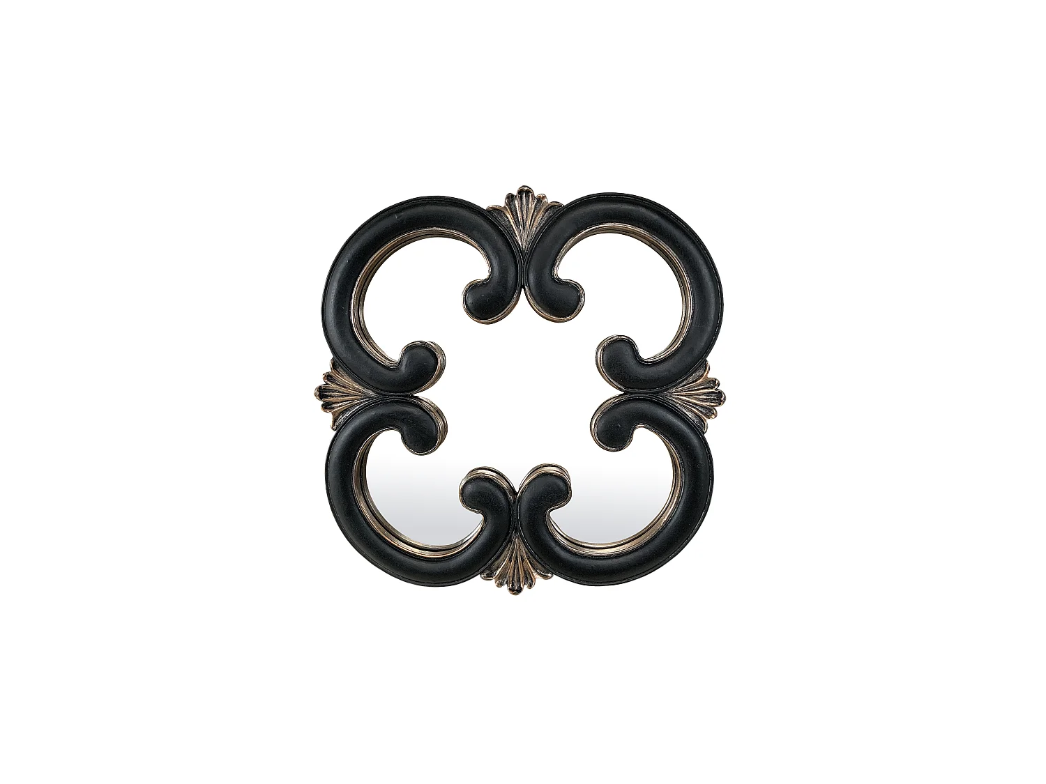 Miroir arabesque noir et doré 26x26cm