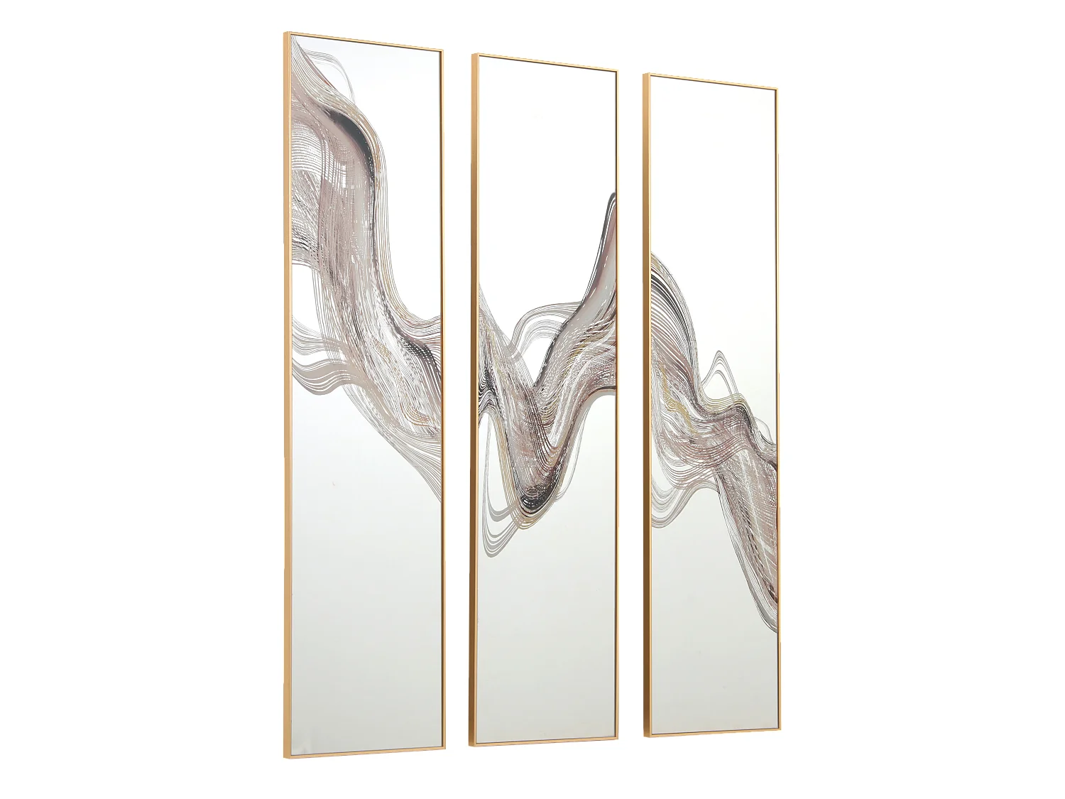 Miroir triptyque imprimé design 30x120cm Dore