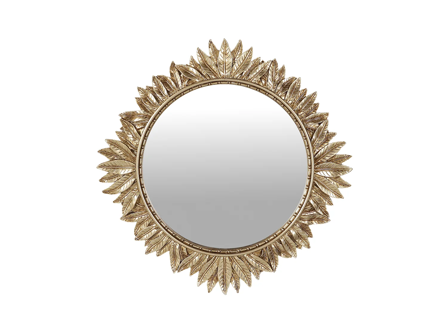 Miroir soleil feuilles doré 27.5cm