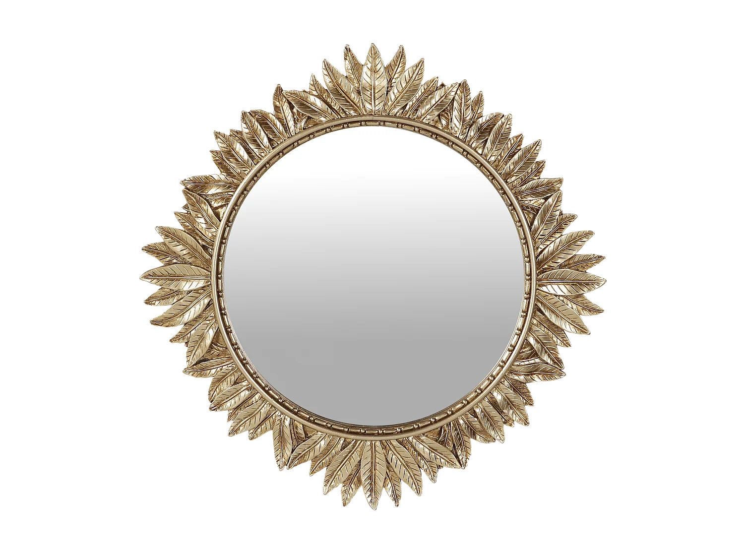Miroir soleil feuilles doré 27.5cm