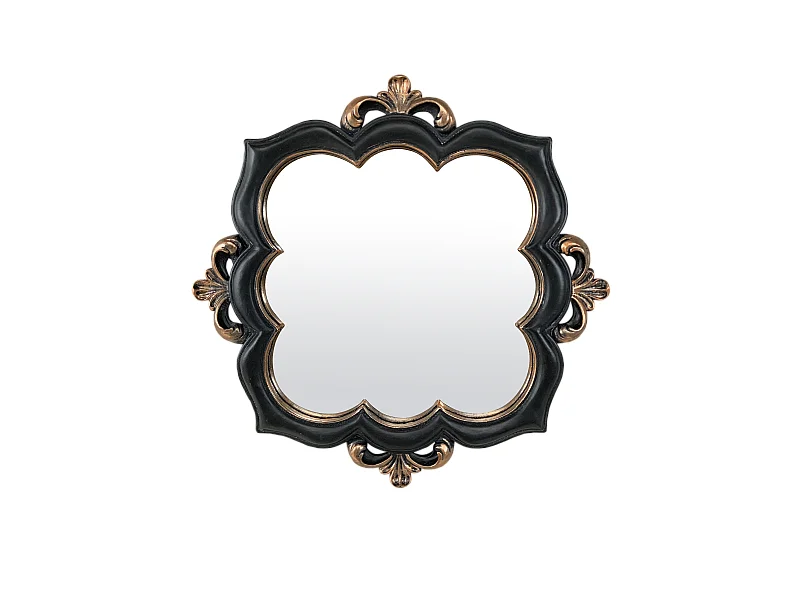 Miroir arabesque noir et doré 29x29cm