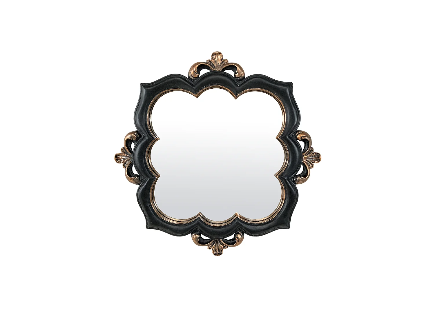 Miroir arabesque noir et doré 29x29cm