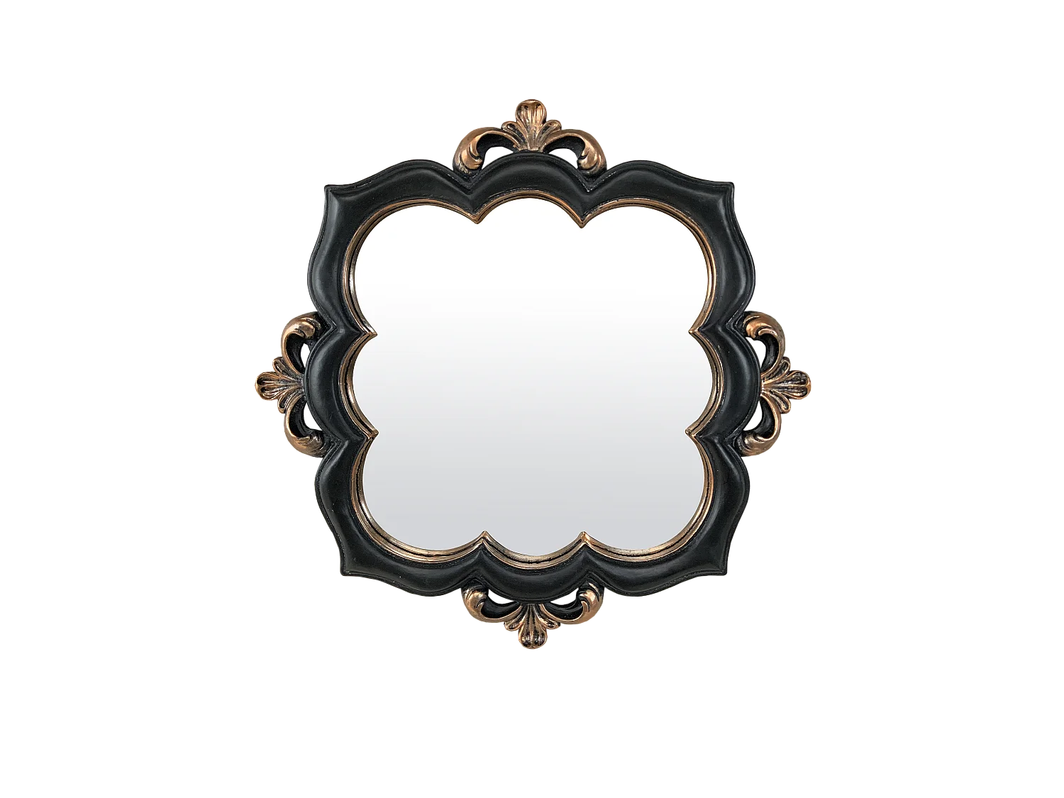 Miroir arabesque noir et doré 29x29cm