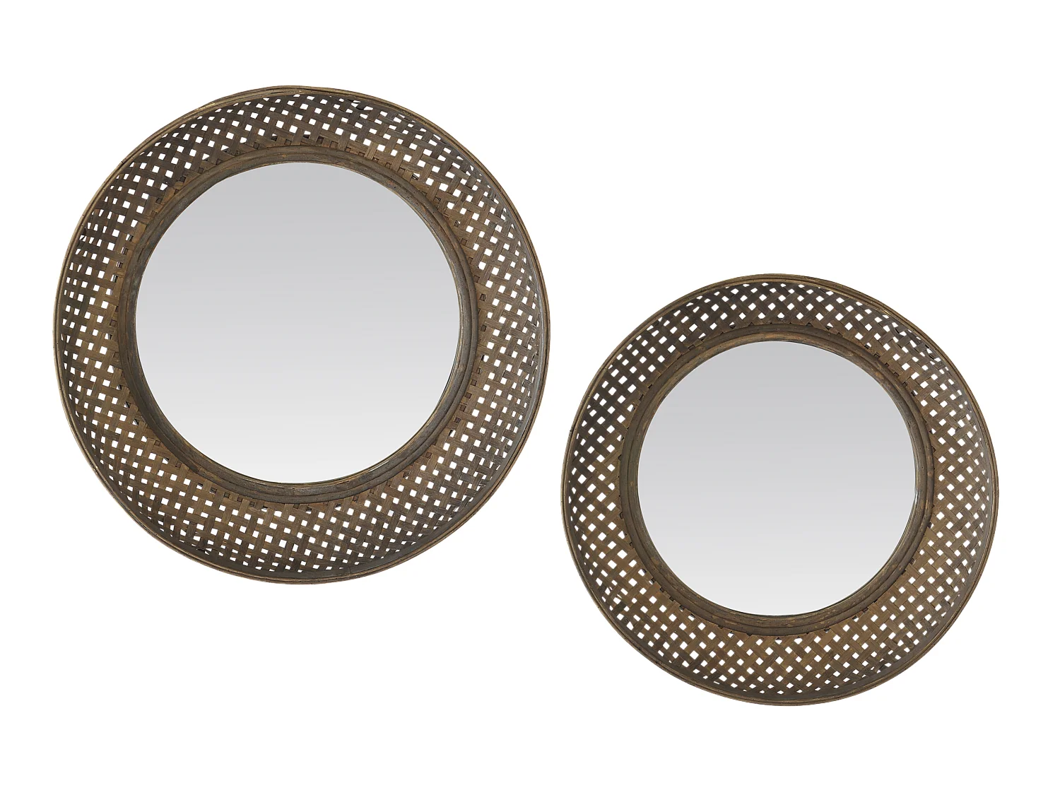 Lot de 2 miroirs en bambou 48 et 55cm