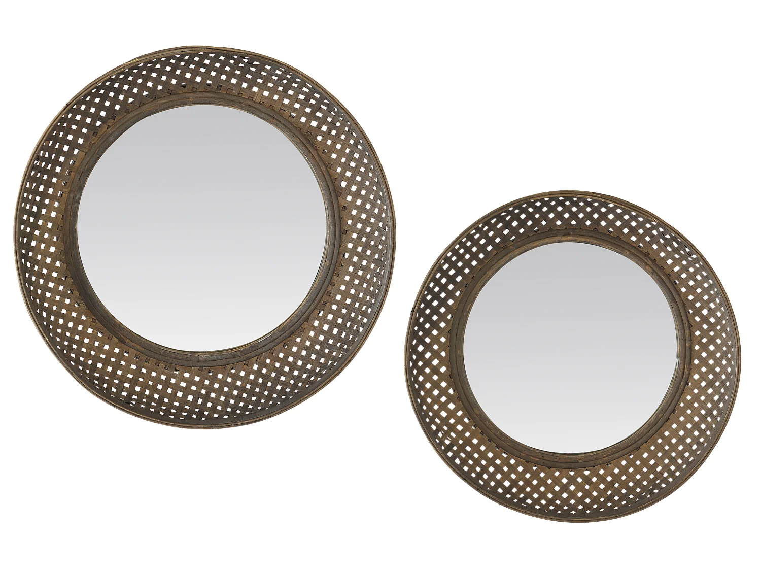 Lot de 2 miroirs en bambou 48 et 55cm