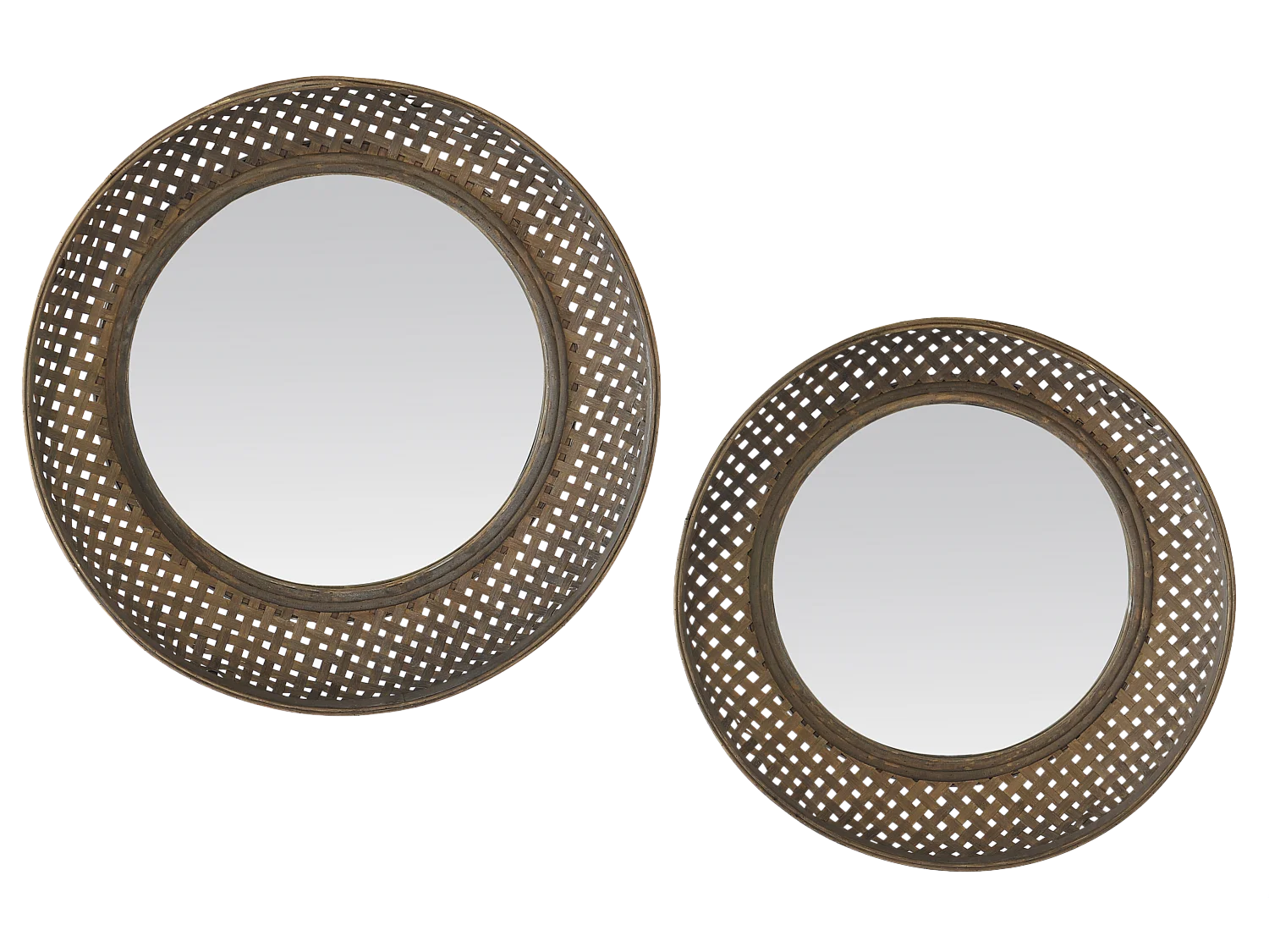 Lot de 2 miroirs en bambou 48 et 55cm
