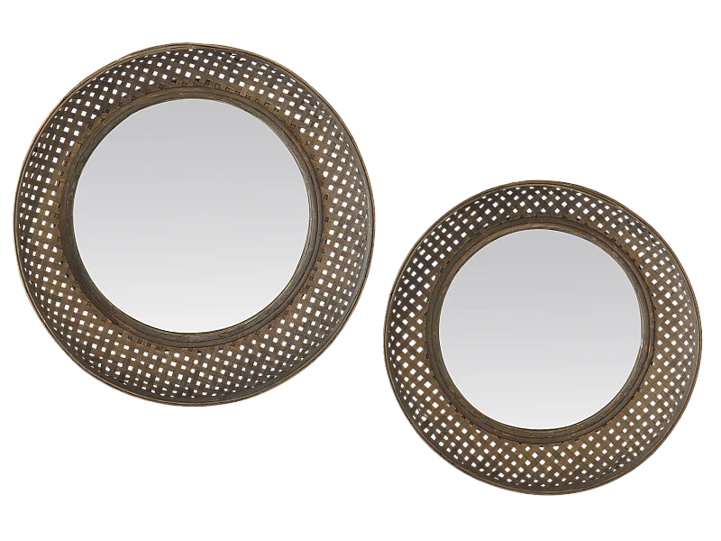 Lot de 2 miroirs en bambou 48 et 55cm