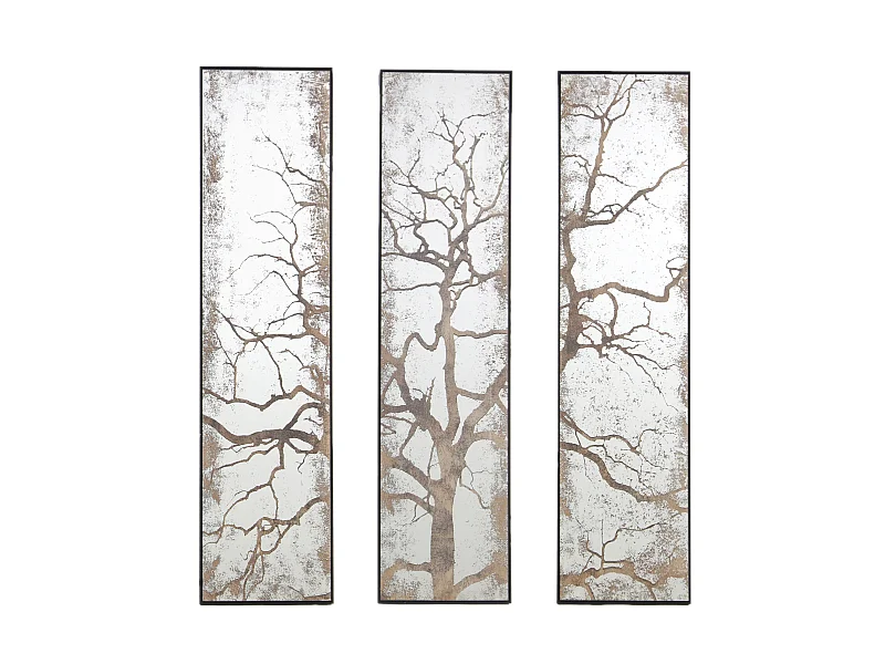 Miroir triptyque imprimé arbre 30x120cm