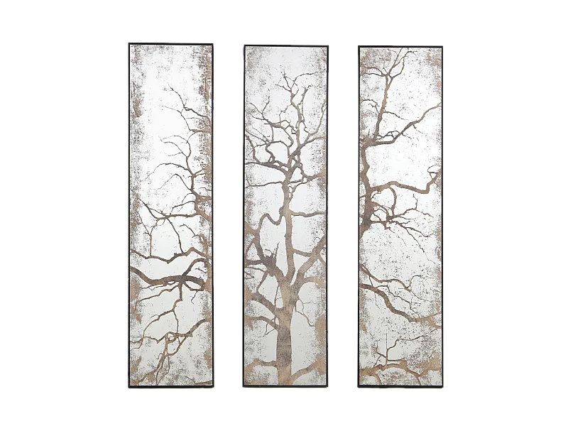 Miroir triptyque imprimé arbre 30x120cm