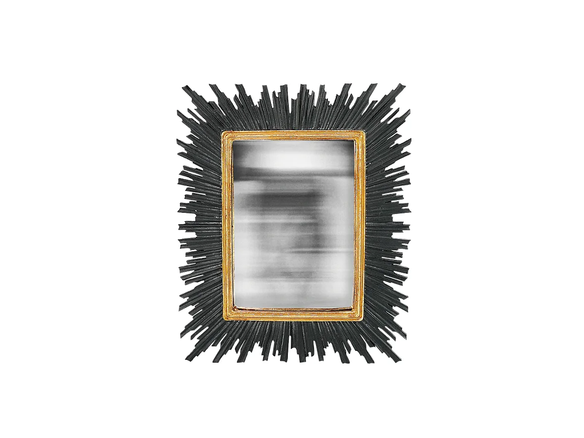 Miroir convexe rectangle noir et doré 23,4x28,2cm