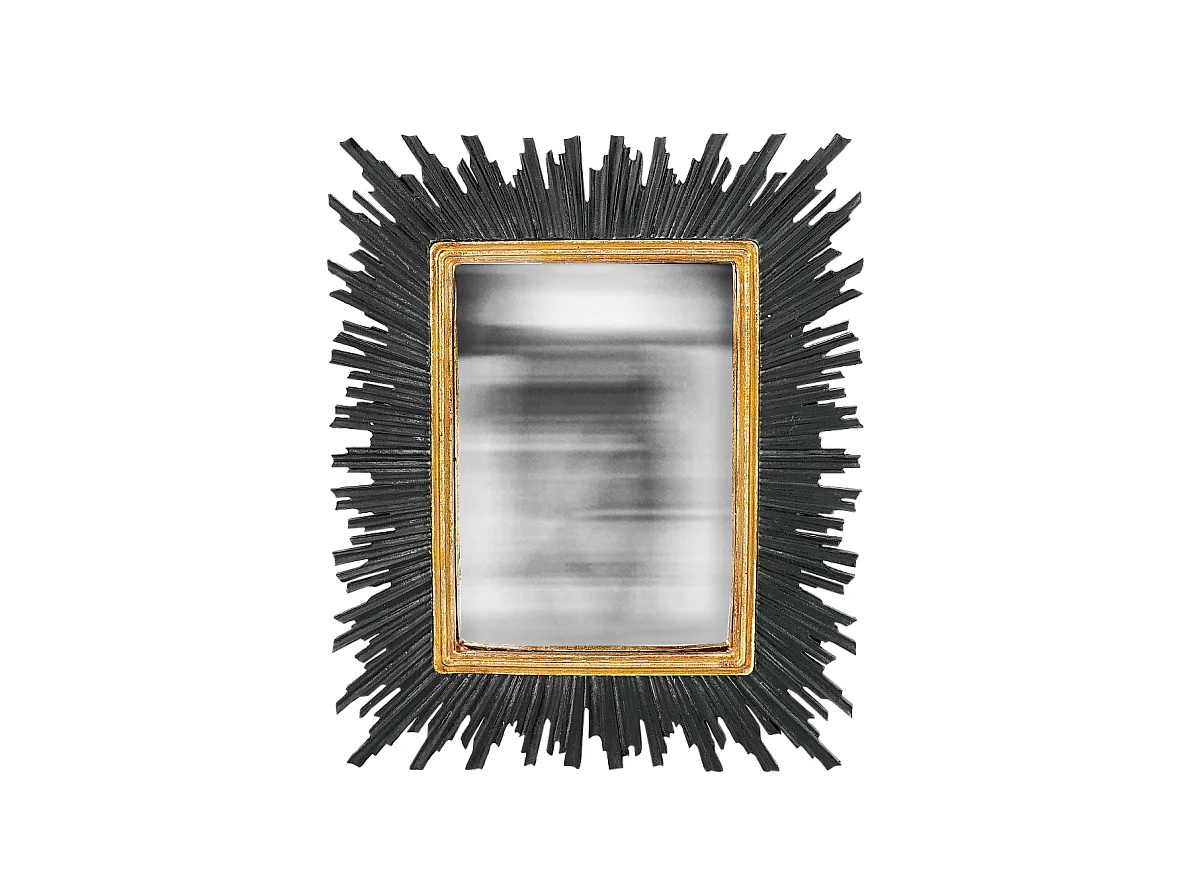 Miroir convexe rectangle noir et doré 23,4x28,2cm