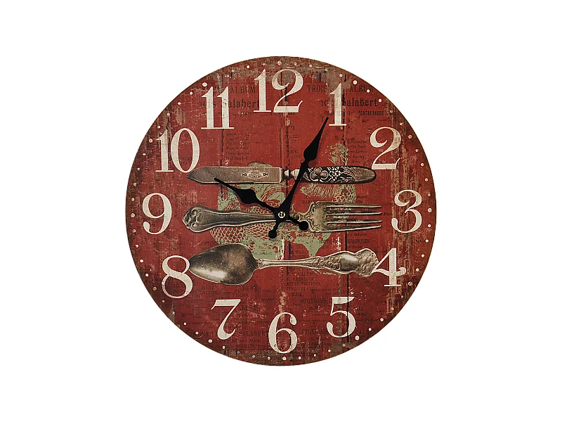 Horloge vintage couverts rouge 34cm