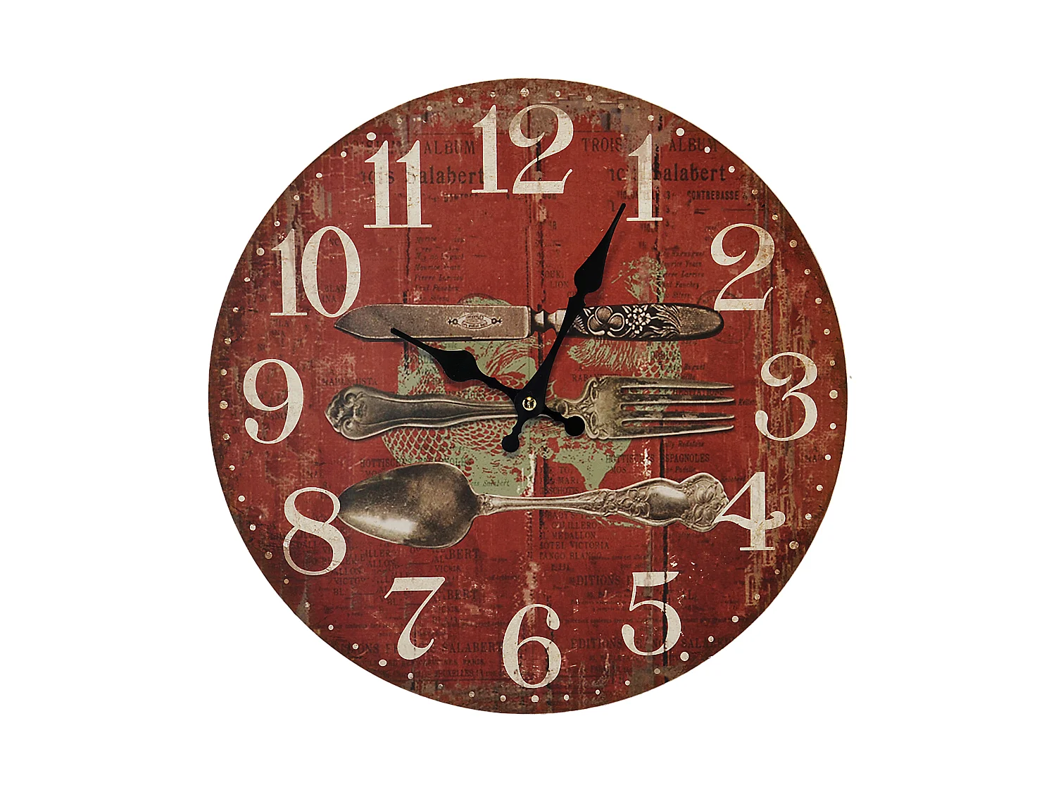 Horloge vintage couverts rouge 34cm