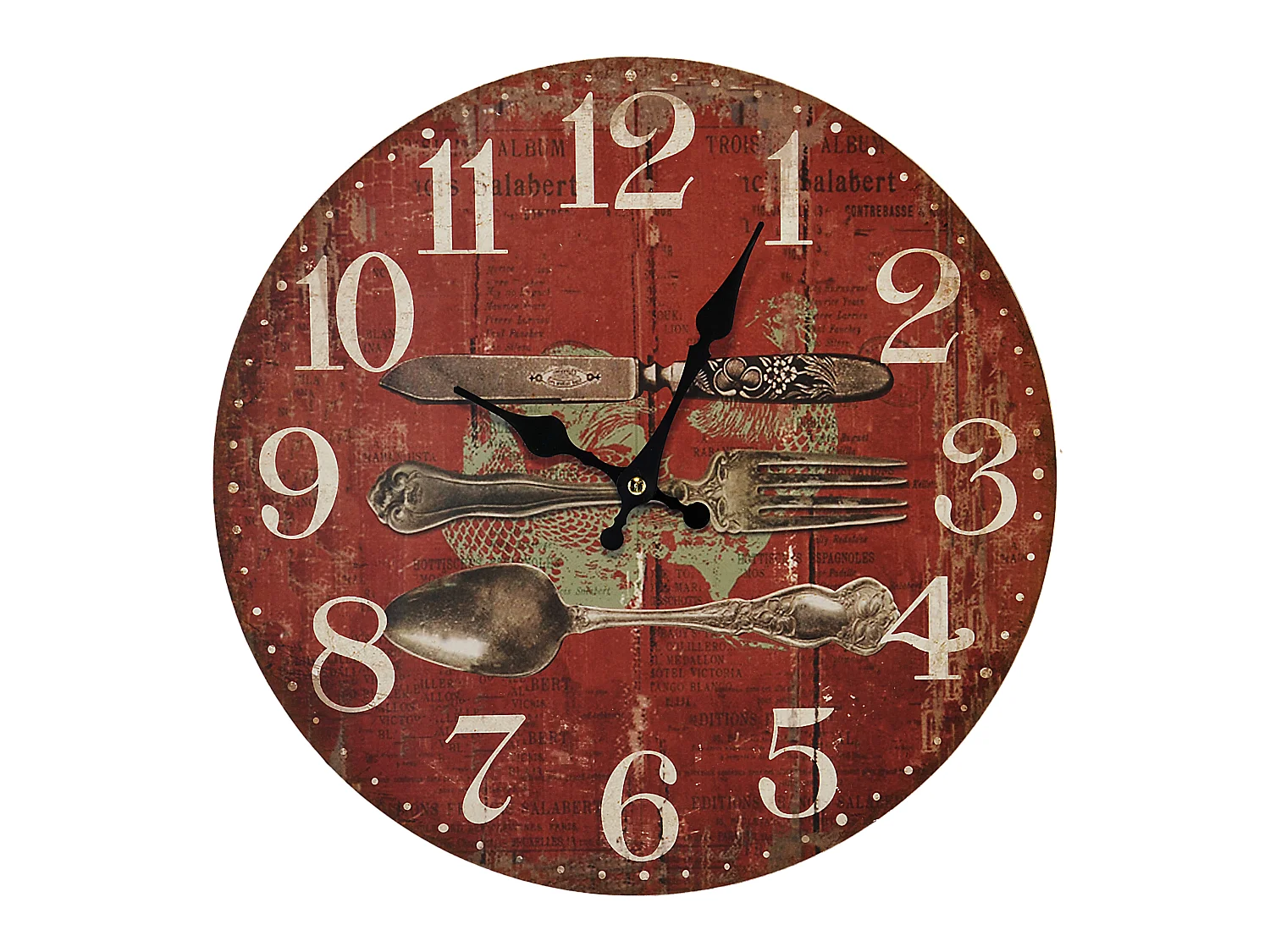 Horloge vintage couverts rouge 34cm