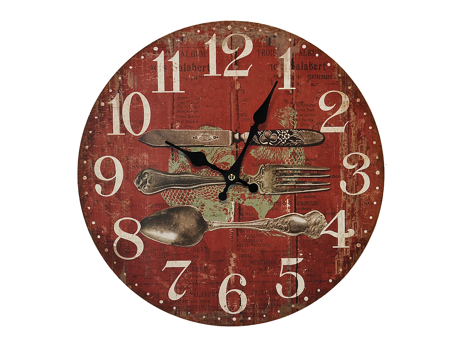 Horloge vintage couverts rouge 34cm