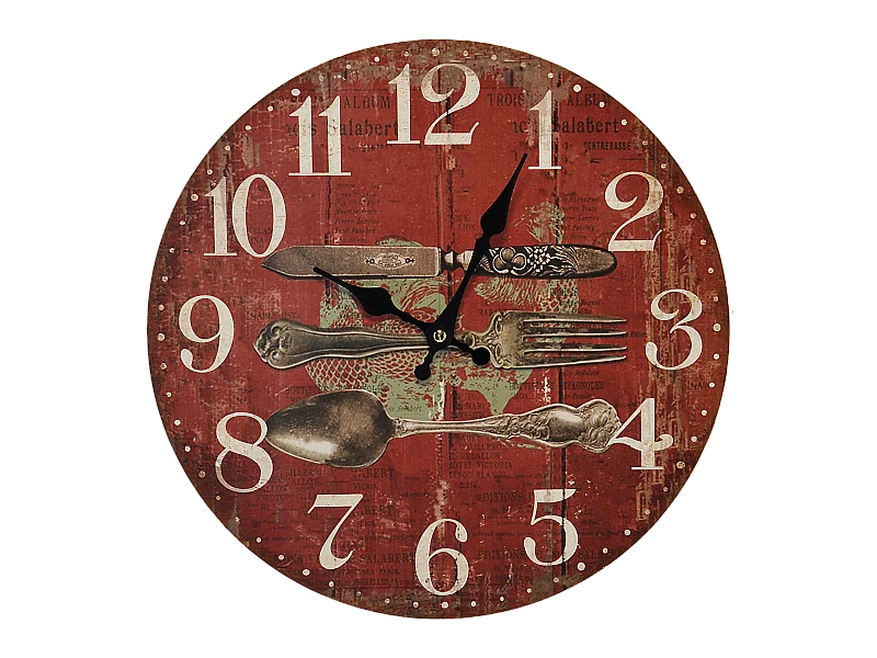Horloge vintage couverts rouge 34cm