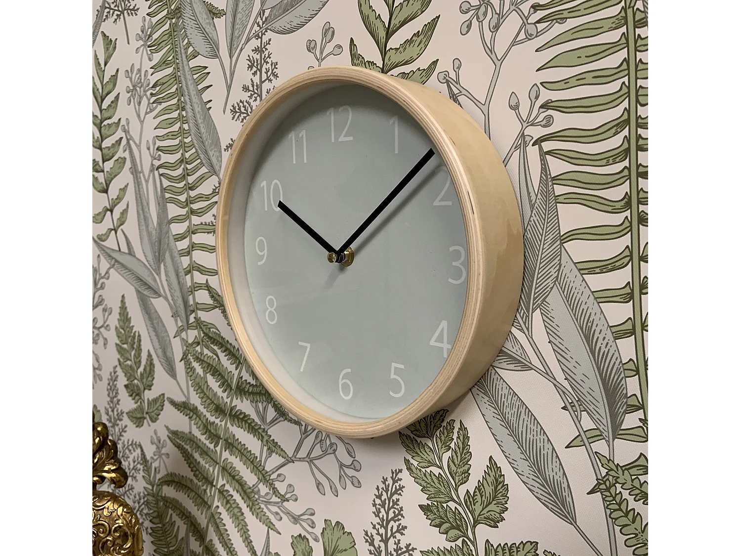 Horloge bicolore vert et bois 22cm