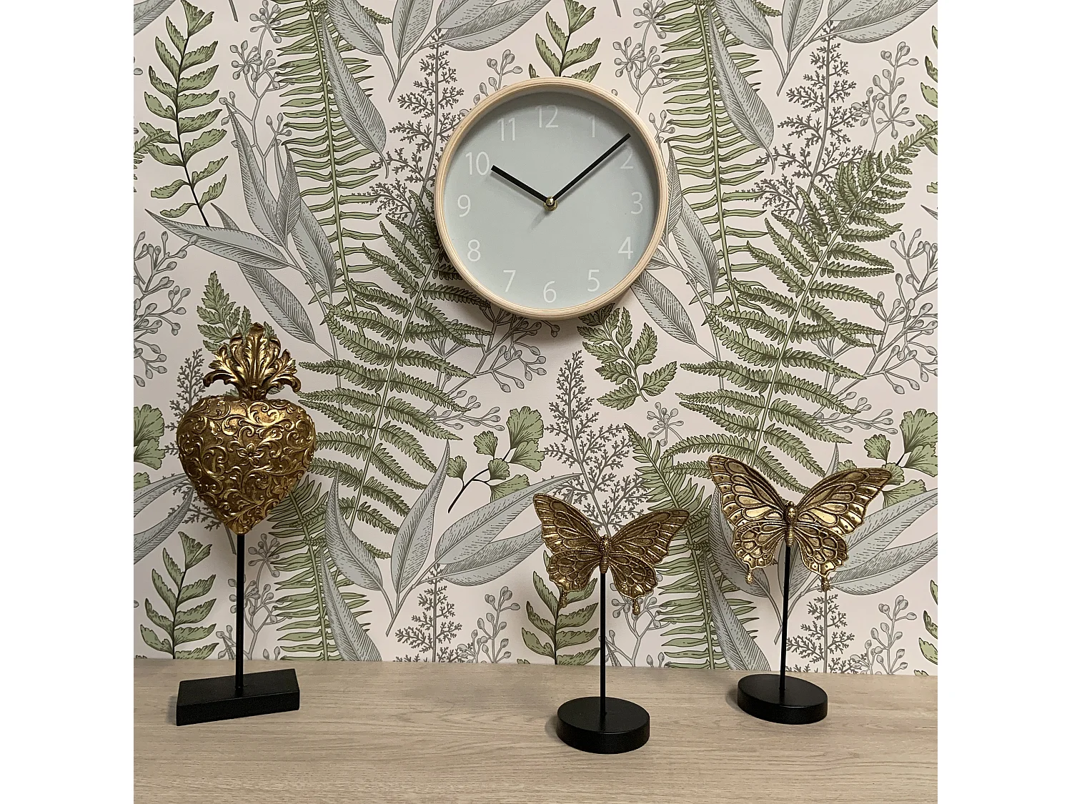 Horloge bicolore vert et bois 22cm