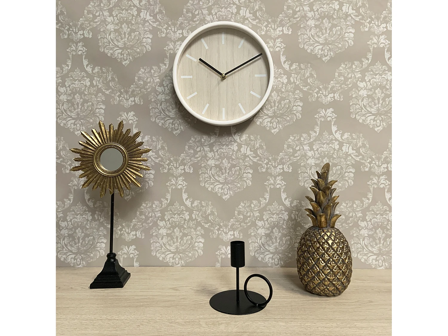 Horloge ronde bois clair 22cm