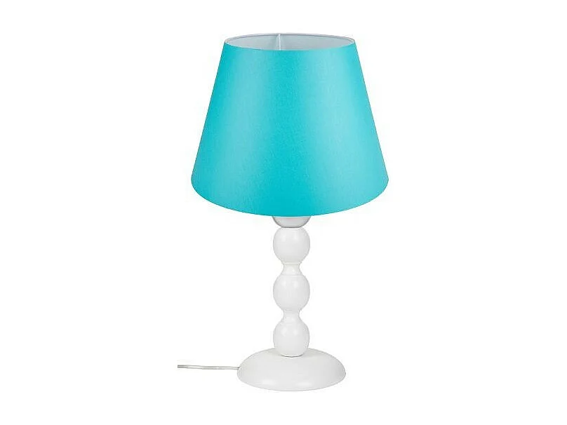 Lampada da tavolo base bianca e paralume tessuto colore turchese LAGUNAH272877