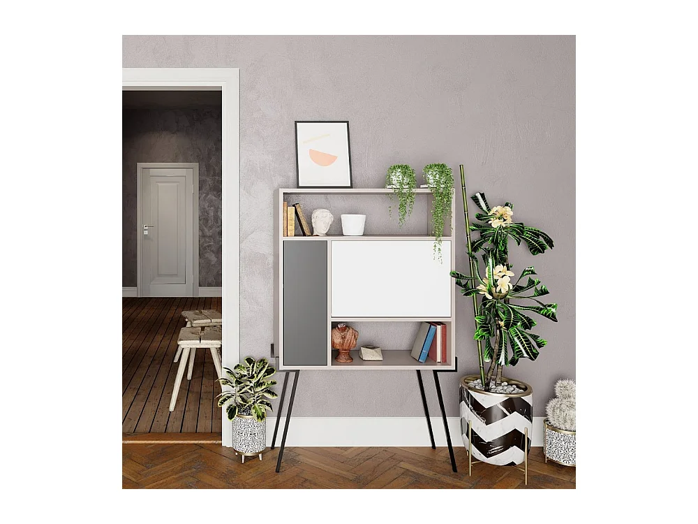 Mobile multiuso scrivania Tatti colore light mocha bianco antracite