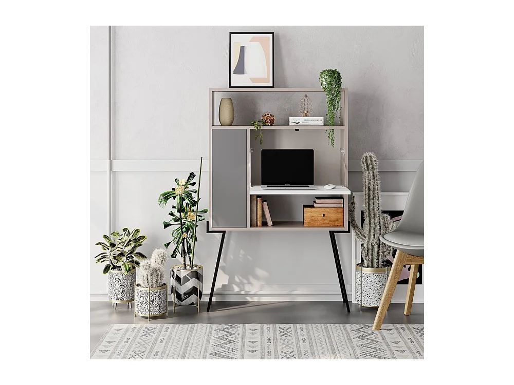 Mobile multiuso scrivania Tatti colore light mocha bianco antracite