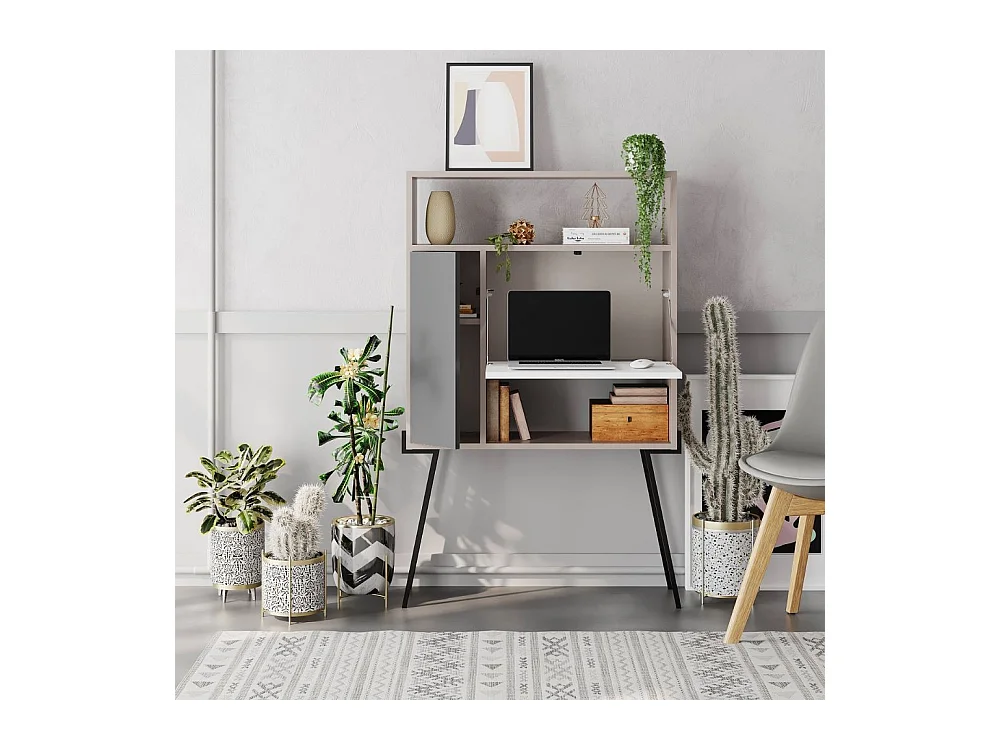 Mobile multiuso scrivania Tatti colore light mocha bianco antracite