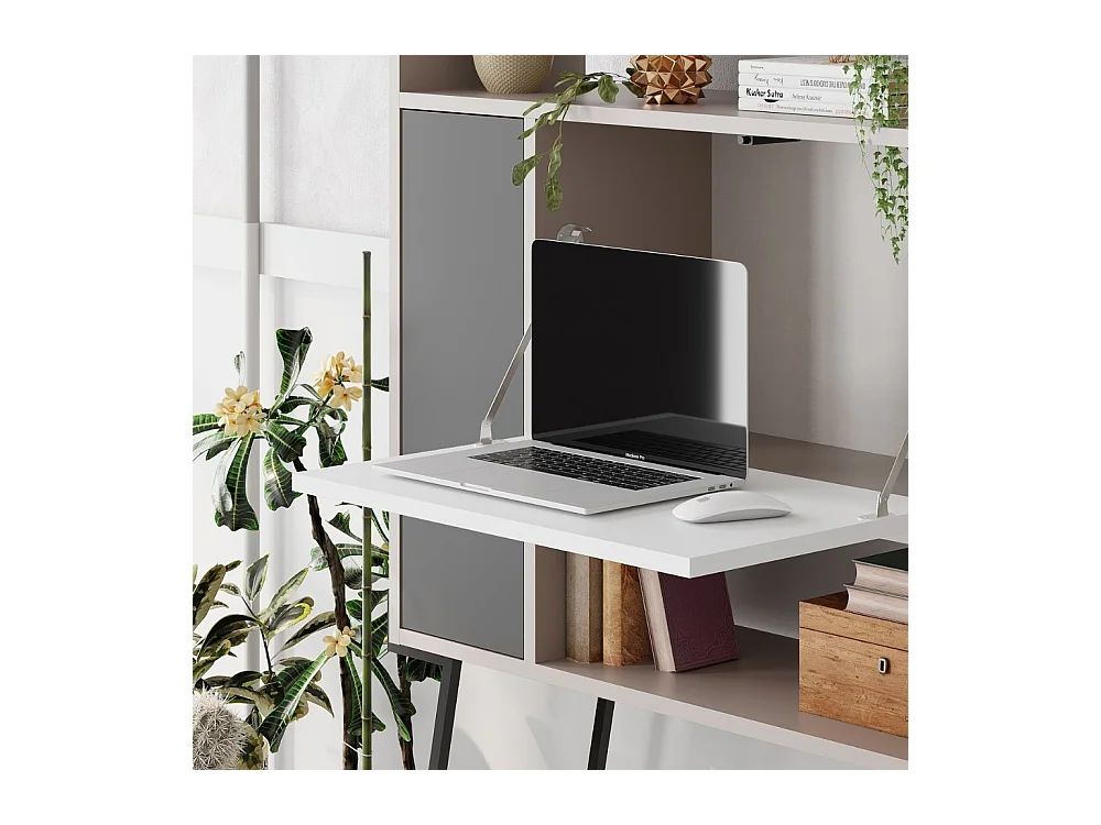 Mobile multiuso scrivania Tatti colore light mocha bianco antracite