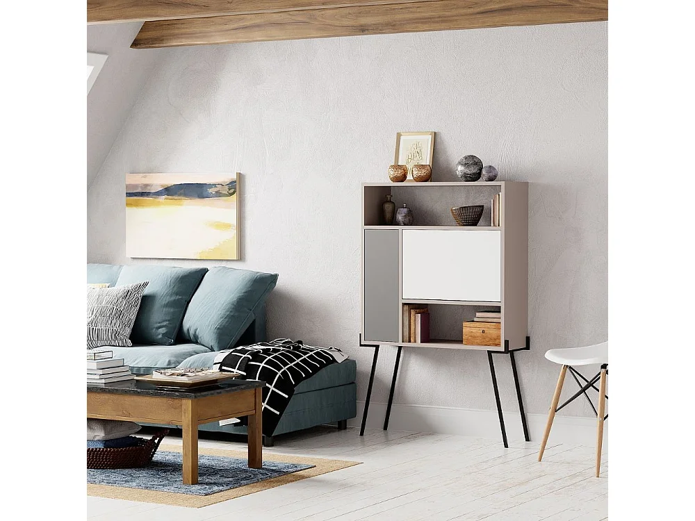 Mobile multiuso scrivania Tatti colore light mocha bianco antracite