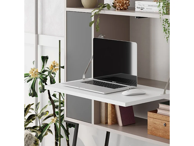 Mobile multiuso scrivania Tatti colore light mocha bianco antracite