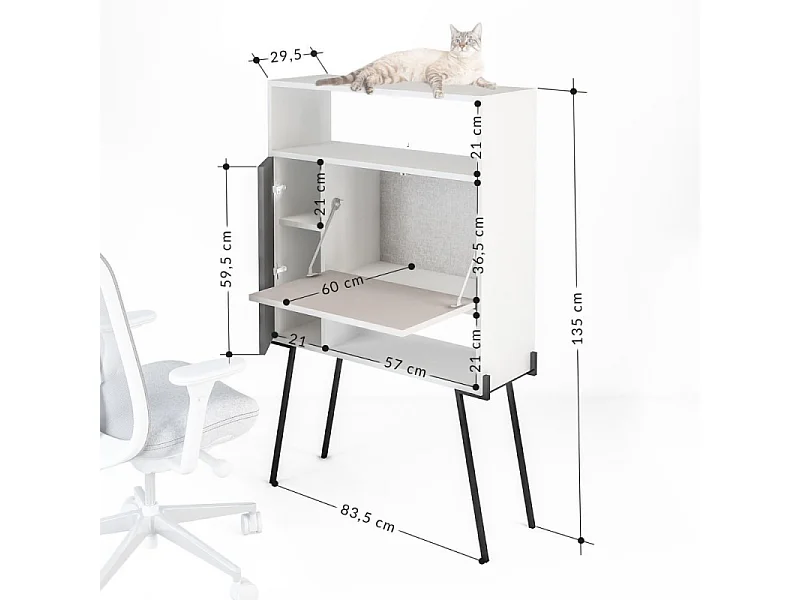 Mobile multiuso scrivania Tatti colore light mocha bianco antracite