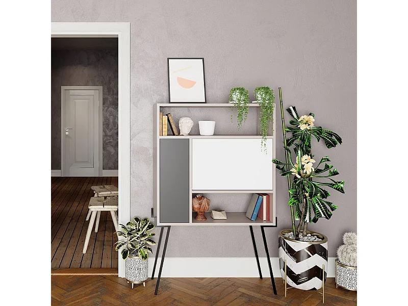 Mobile multiuso scrivania Tatti colore light mocha bianco antracite