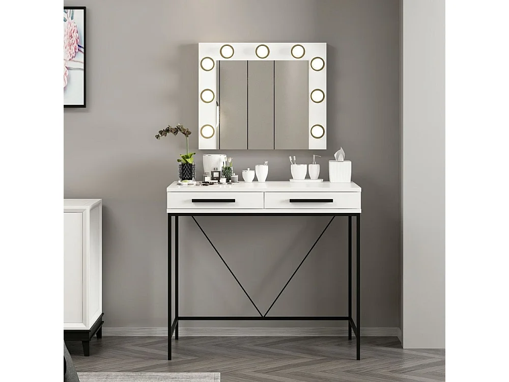 Toeletta da Trucco bianco Sane 90x45x80H: Eleganza e funzionalità per il tuo beauty corner