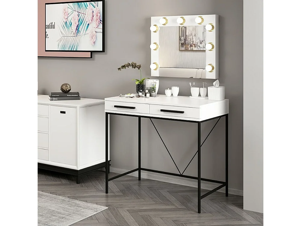 Toeletta da Trucco bianco Sane 90x45x80H: Eleganza e funzionalità per il tuo beauty corner