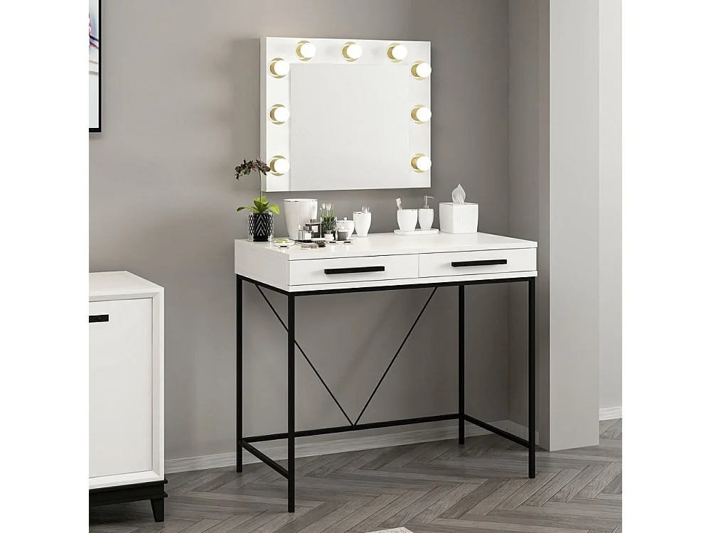 Toeletta da Trucco bianco Sane 90x45x80H: Eleganza e funzionalità per il tuo beauty corner