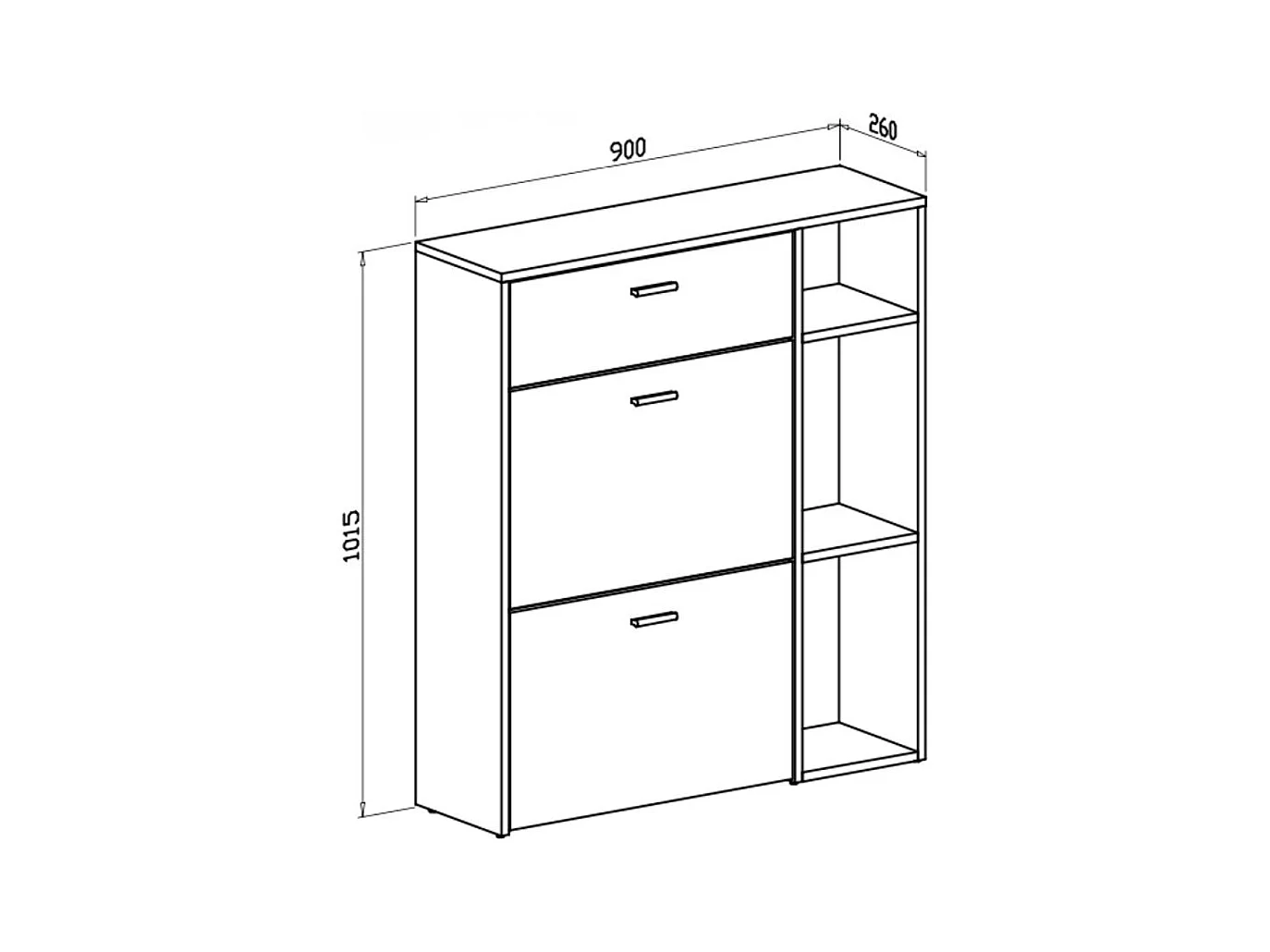 Scarpiera Takimi columella e cashmere 2 ante a ribalta e cassetto 90x26x101,5H