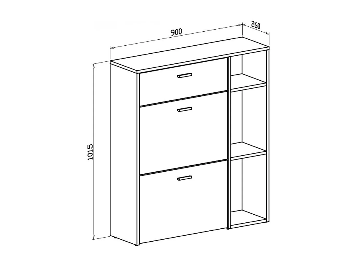 Scarpiera Takimi columella e cashmere 2 ante a ribalta e cassetto 90x26x101,5H