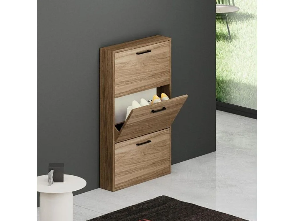 Scarpiera 3 ante slim salvaspazio 108x65x15 Serena colore noce naturale