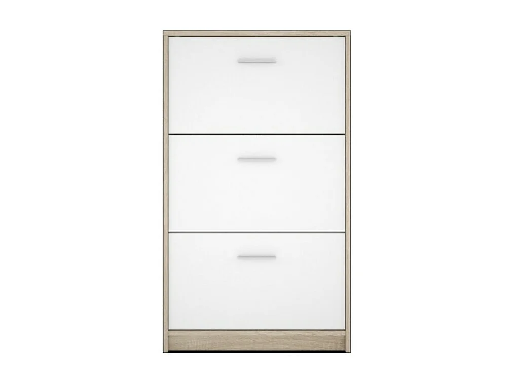 Scarpiera 3 ante a ribalta bianco e struttura colore rovere Nepo 69,5x17.5x120H