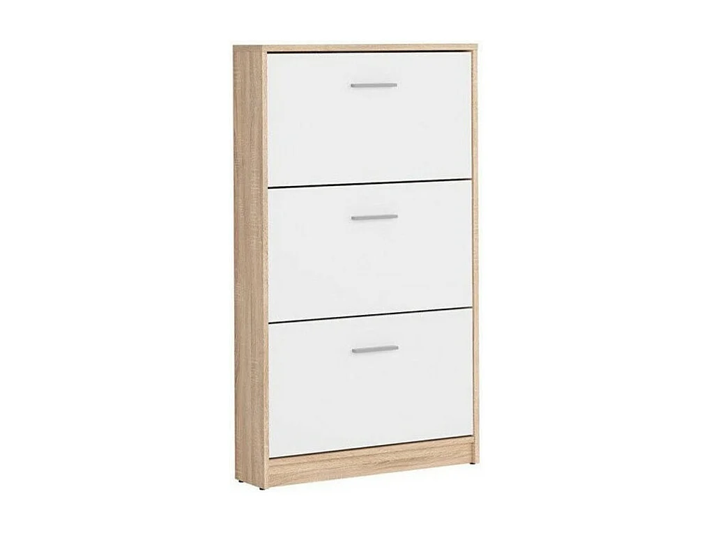 Scarpiera 3 ante a ribalta bianco e struttura colore rovere Nepo 69,5x17.5x120H